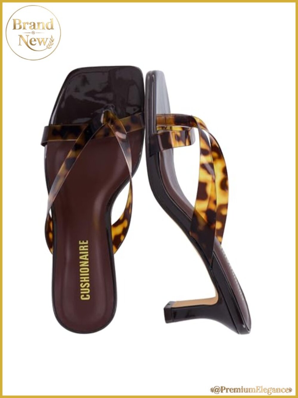 Heeled thong sandals with square toe and crossover straps